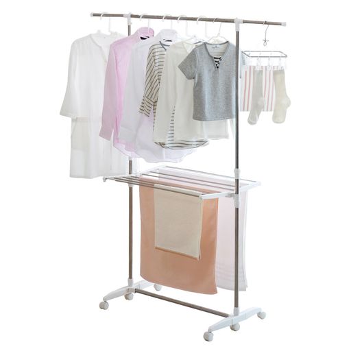 【限定パッケージデザイン】天馬幅と高さをダブル伸縮できる物干しスタンド工具不要の簡単組立洗濯物干..