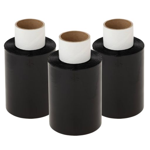APMジャパン梱包用ラップ(ミニストレッチフィルム)らくらくハンディラップ100カラーBlack100mmx150m20μ替え3個セット