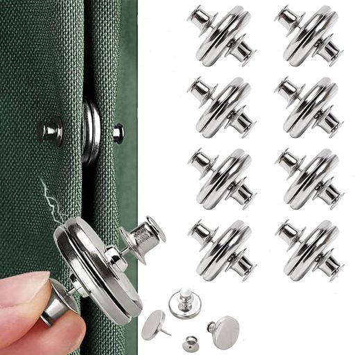 カーテンマグネットバックル8組セット光漏れ防止遮光強化簡単取付工具不要カーテン隙間固定用マグネットクリップ(25mmシルバー)