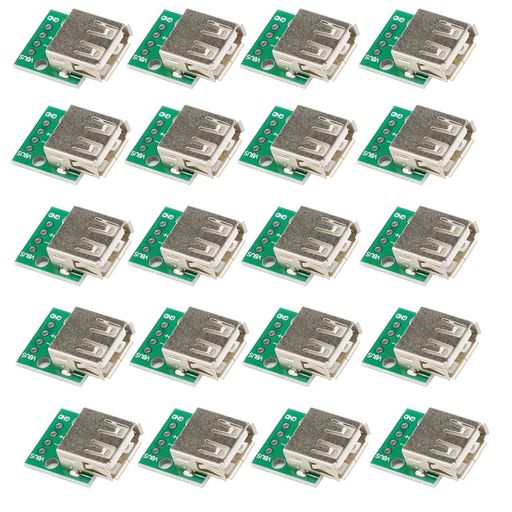 KKHMF20個USBタイプAメスソケットブレイクアウトボード4Pアダプタコネクタ2.54mmソルダープリントDIY基..