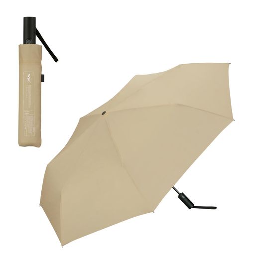 Wpc.自動開閉折りたたみ傘AUTOMATICFOLDベージュ晴雨兼用雨傘UVカットメンズ親骨62cm大きい男性女性レディース男女兼用シンプル無地おしゃれベーシックUX011-001-002
