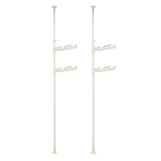 ベストコ室内突っ張り物干し幅9x奥行44x高さ220~275cm2段タイプライトグレーNY-283