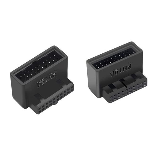 NFHK USB 3.0 20ピン オス-メス延長アダプター アップ&ダウンアングル90度オーバーモールド 1セット