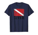 ダイバーダイブフラッグビンテージスキューバダイビングサブスイミング水中Tシャツ