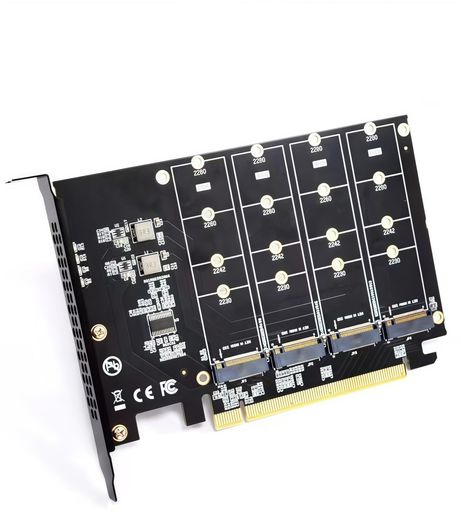 RongdesonLM417QuadNVMeSSDtoPCIe4.0/3.0X16アダプターカード、4ドライブM.2NVMe、RAID、ブートをサポート、PCIe分岐/分割を内蔵した必要なメインボード。