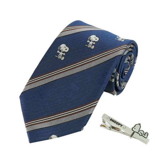 [ピーナッツ]ネクタイ&タイピンセットPN916762紺&TB-003SNOOPYスヌーピーネクタイタイピンプレゼント