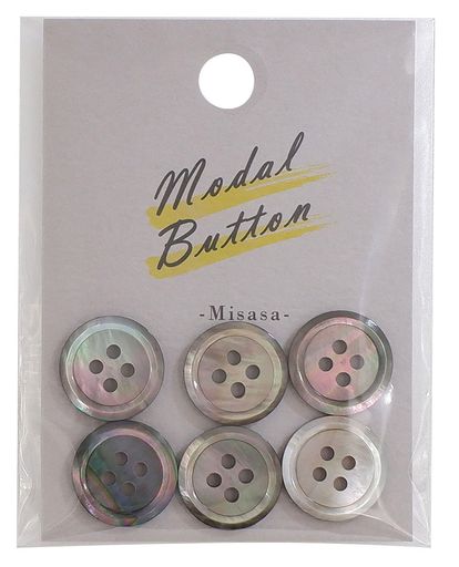 Button - ミササ4つ穴貝ボタン15mm6個入COL.黒MB-185