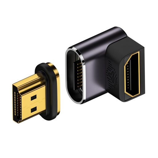 xiwai8KHDMI2.1磁気延長アダプター19ピンHDMIタイプAオス-メス下向き角度90度ストレートビデオアダプターラップトップHDTV用