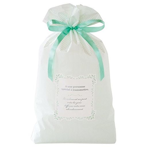 リボン付PEギフトバッグミントストライプ-M(20枚)MTS-RBM