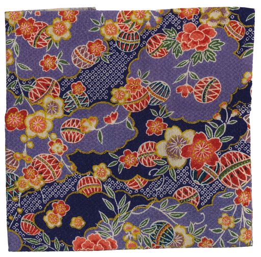 Cotton （Patterned Cloth） - INAZUMA京ちりめん柄物金あり約23cmx33cm牡丹鞠1枚M2867-4G手芸・ハンドメイド用品