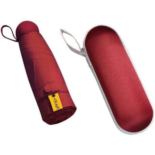 フィックスユー【UVカット100%遮光】超軽量220g晴雨兼用折り畳み日傘レッド17x9cm