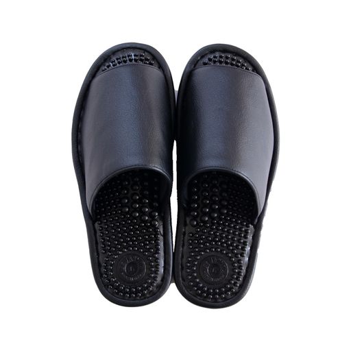 オカ(OKA)日本製拭ける健康スリッパLLサイズ(足のサイズ約25.5cm〜26.5cm)ブラック(室内足つぼイボイボ..