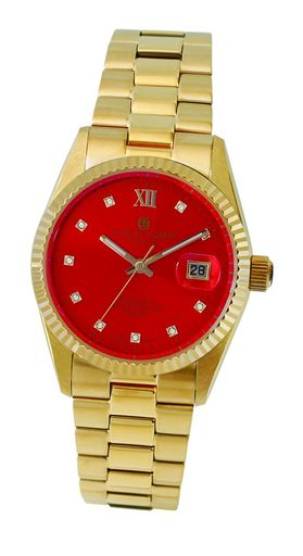 [チャールズ・ヒューバート]腕時計3針デイト4040-Gメンズゴールド