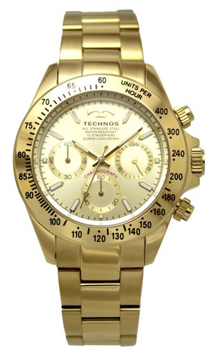 [テクノス]腕時計クロノグラフ10気圧防水T4C01GGメンズゴールド