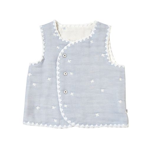 10moisふくふくガーゼ(6重ガーゼ)ちょっきパウダーブルー21251011