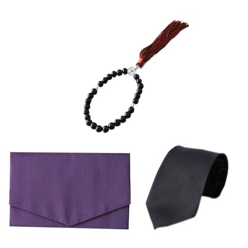 [ドレスコード101]弔事用ネクタイ袱紗数珠3点セット