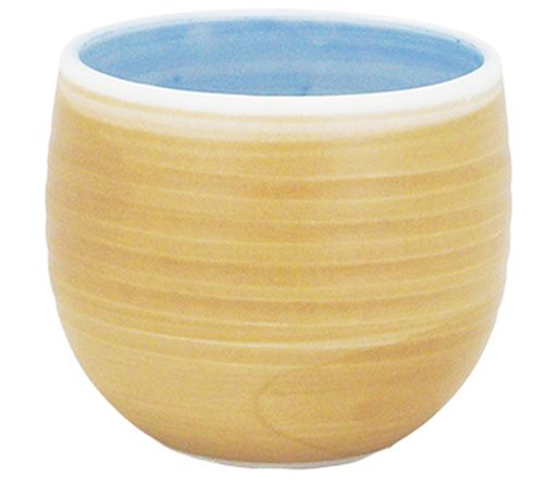 初山窯湯呑み黄色7.5φx6Hcm錆(厚口)六べ丸千茶YH-258-03