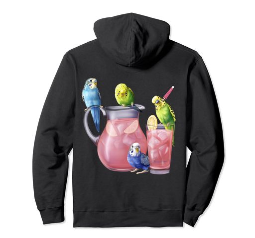 インコとピンクのレモネード-ガラスのセキセイインコパーカー