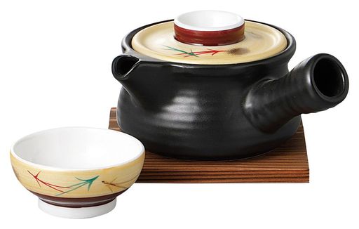 エールネット(Ale-net)土瓶蒸し240cc黒マット金彩松急須型土瓶蒸し蒸し器土瓶むし直火可