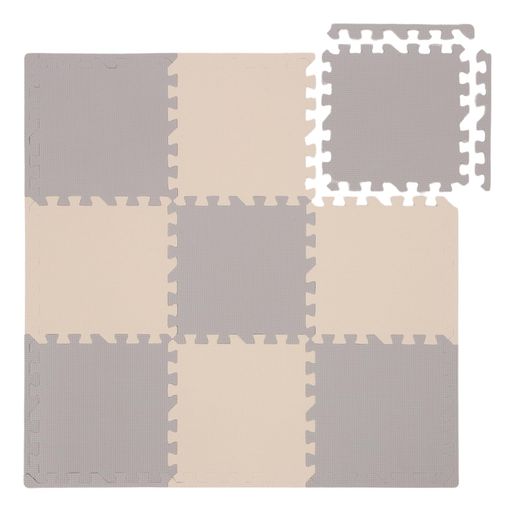 ユノックスジョイントマット30x30cm厚さ約1cm9枚セット[グレー5枚/アイボリー4枚]フチ付きノン・ホルムアルデヒド抗菌加工床暖房対応水洗いOK防音振動吸収床保護キズ防止床材