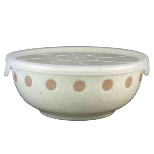 ドット柄(白)ノンラップ鉢大AM-DT004