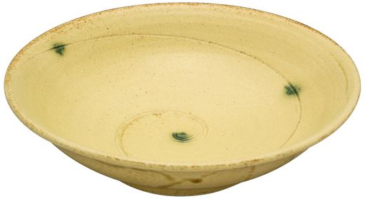 瀬戸焼長江明人黄瀬戸渦紋平鉢ボウル皿直径約16cmサラダボウル煮物鉢おでん鉢日本製024-0028