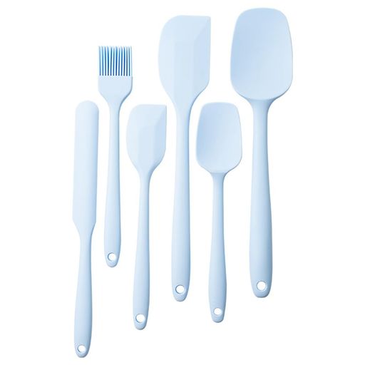6本セットスパチュラシリコンヘラ耐熱製菓道具ヨーグルトスプーンへらシリコンケーキクリーム調理器具お菓子作り(ブルー)