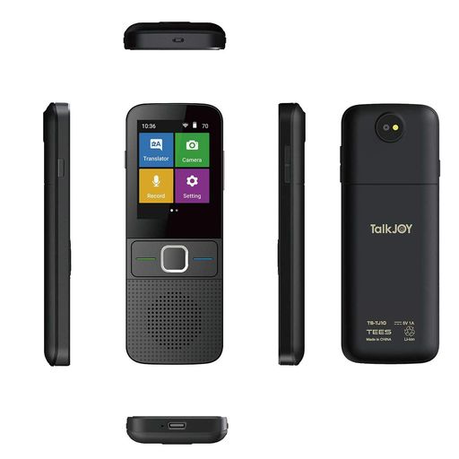 一般的な使用 電源:USB電源Type-CWIFI:2.4G バッテリー:リチウムイオン1200mAh連続使用時間:約6~8時間 満充電時間:約2時間メモリ:4GB カメラ:500画素デイスプレイ:2.4インチタッチスクリーン 言語:最大78言語(WIFI接続時)オフライン言語(英語、日本語、中国語、韓国語)