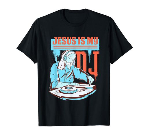 ジーザス・イズ・マイ・DJ信仰キリシタン宗教的音楽クロスプレゼントTシャツ
