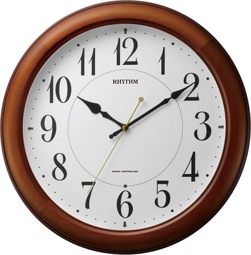 リズム(RHYTHM)掛け時計電波時計アナログ暗所ライト自動点灯木茶(半艶仕上げ)ф33.7x5.4cmピュアライトM254MYA25SR06ブラウン
