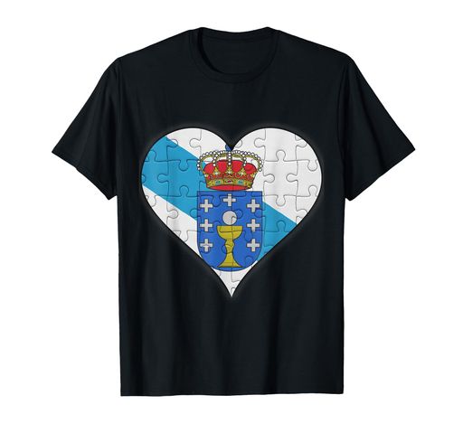 ガリシアガリシアの旗ハートTシャツ