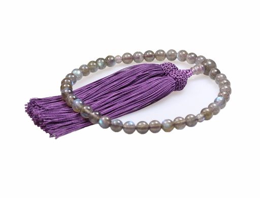 中郷明治18年創業京念珠ラブラドライト共仕立正絹頭房付念珠袋付(全ての宗派で使える女性用)