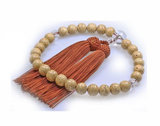 中郷明治18年創業京都京念珠星月菩提樹27玉人絹頭房付Pハリ仕立念珠袋付(全ての宗派で使える男性用)