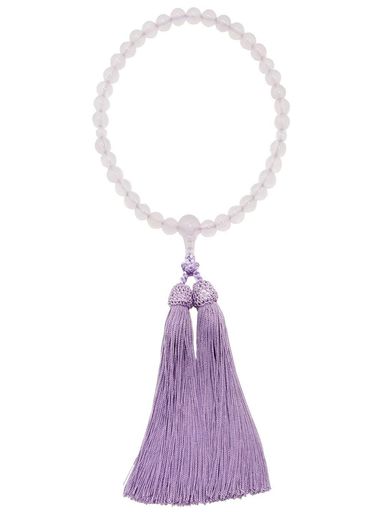 京都土屋念珠店女性用片手数珠ラベンダーメノウ正絹房国産手作り桐箱入-すべての宗派でご使用頂けます-