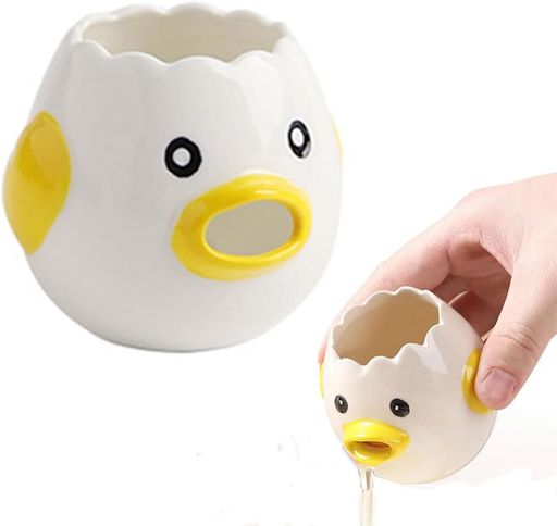 エッグセパレーター ひよこ 卵黄分離器 卵黄身分け 卵黄身分け器 黄身取り器 おもしろ 可愛い セラミック 卵 黄身 白身 分離道具 調理器具 キッチン便利用品 (イエロー)