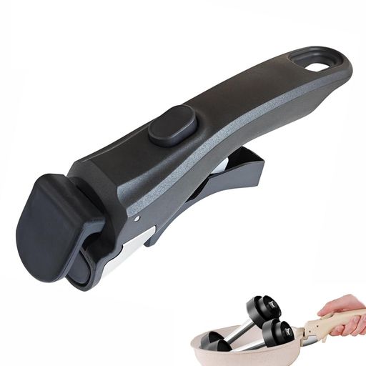 AUTAKIフライパン取っ手鍋の取っ手ティファール単品着脱式ティファールハンドル鍋フライパンハンドル取り付けやすい操作簡単片手でらくらく外せる耐熱鍋を傷つけない安定性(ブラック)