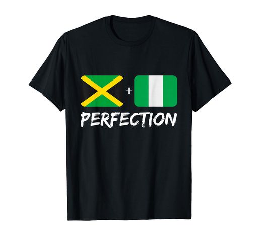 ジャマイカとナイジェリアンパーフェクションミックスヘリテージフラッグギフトTシャツ
