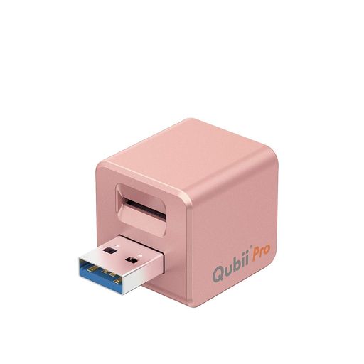 MAKTAR QUBII PRO 充電しながら自動バックアップ IPHONE USBメモリ IPAD 容量不足解消 写真 動画 音楽 連絡先 SNS データ 移行 SDカードリーダー 機種変更 ローズゴールド (MICROSD別売)