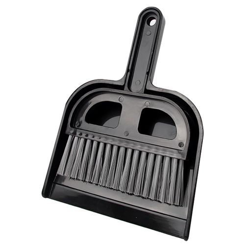 ほうきちりとりセット卓上ほうきミニクリーニングブラシミニ箒と塵取り掃除道具(1ブラック)