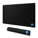 Cacoy大型パソコンマウスパッド、90x50cm延長マウスパッド、オフィスやゲーム用滑り止めテーブルパッド、黒