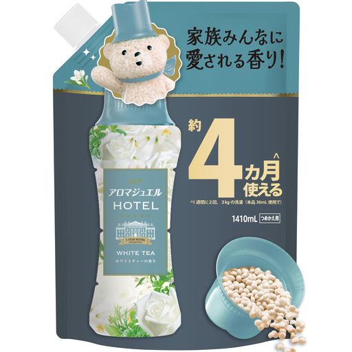 ソフトニング 家族みんなに愛される清潔感あふれる香り 家族からもみんなからも愛される香りの香り付けビーズ 柔軟剤に比べて超吸水*。ドライヤー時間短縮!(*当社柔軟剤比。複数回洗濯後。) 香りが12週間長続き*するので、お気に入りのヘビロテ服*1の香りが6回着ても新鮮なまま*2。(*保管状態にて。*1 1回洗濯してから次の洗濯までに3-4回着回す服のことを指します。*2 消費者テストでカーディガンを検証。使用条件により効果が異なる場合があります。) 柔軟剤と組み合わせてオリジナルの香りを作ることもでき、今お持ちの柔軟剤でも一緒にお使いいただけます。 使い方は簡単。お洗濯のはじめに、洗濯槽に入れた洋服の上に直接入れるだけ!縦型、ドラム式どちらでもお使いいただけます。 赤ちゃんの衣類もOK。家族全員対応 - 赤ちゃん用と大人用の両方に使える。