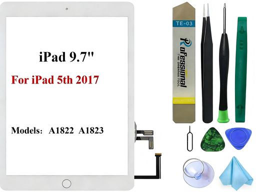 ✍【適用性】iPad 5 2017 9.7 inch A1822 A1823 A1474 A1475にのみ適しています。ご注文の際は、タブレットの背面にある型番をご確認ください。 ❗※液晶パネルはなく、タッチスクリーンだけ❗。破損しやすいので、スクリーンはやさしく取り扱ってください。 ✍【良い品質】:すべての製品は出荷前に厳格な品質検査を受けており、100%完璧な状態であることが保証されています。画面に傷、死角、画面のひび割れがないことが確認されています。弊社は不良品を拒否し、A +品質の製品のみを提供します。 ✍【用途】:内部画面/ LCD / LCDパネルを除き、「iPad外部画面/タッチスクリーン/ディスプレイの破損、故障」の修理に適します。 ▲ヒント:内部画面/ LCDパネルの問題によりipadが使用できない場合、外部画面/タッチスクリーンを交換しても問題は解決しません。 -購入する前に、iPadの故障の原因を確認してください。 ❗【簡単なインストール】:当社の製品には接着剤が事前にインストールされており、完備なツールがあります。