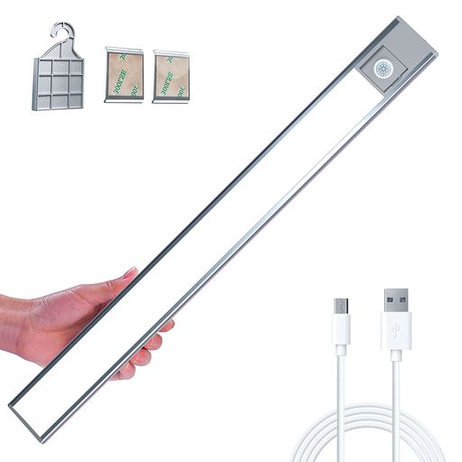 LED充電式モーションセンサーライト 40cm USB接続 手元ライト バーライト マグネット付き 人体感知 動作感知 省エネ 自動点灯、消灯 高輝度 洗面所 廊下 玄関 自然色(4000K)