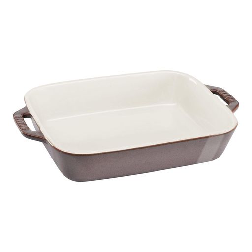 商品サイズ:(約幅x奥行x高さ/重さ)20x16cm=256x166x52mm / 0.89kg 満水容量:1.1L 材質:本体=セラミック(耐熱陶器) 食洗機OK・電子レンジ使用可・オーブン調理使用可(300°Cまで)。フリーザーでの使用可(-20°Cまで)。ガス火・IH、コンロのグリルでの使用不可。 原産国:中国