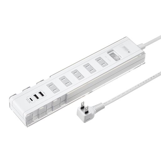 サンワサプライ USB充電機能付きタップ スタンド付き(2P・5個口・1.5m・ホワイト) TAP-B47UC-15W