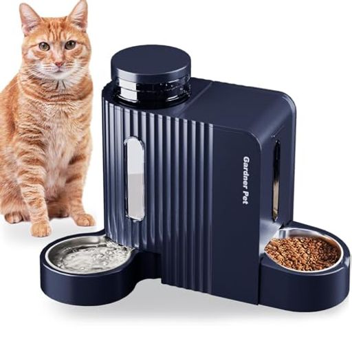 Gardner Pet 6L 大容量 ステンレスx2 無電重力式 自動給餌器 猫 犬【給餌器3L+給水器3L】一体型 おしゃれデザイン 自動餌やり機 ステンレス製ボウル 取り外し可能 丸洗い可能 犬猫兼用 留守番 …