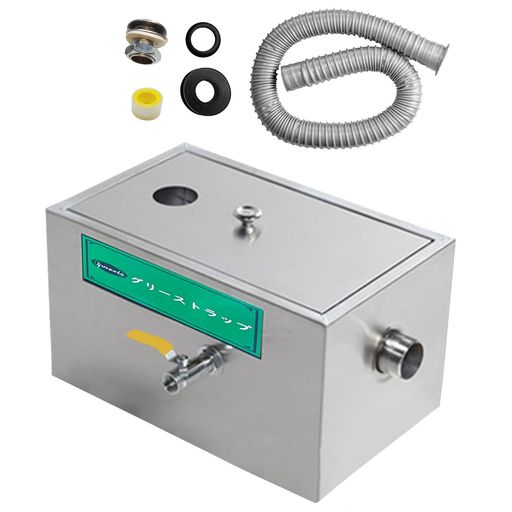 Iproodsグリーストラップステンレス製油水分離器キッチン流し台排水用業務用厨房施設飲食店家庭用シルバー日本語説明書付き(400*250*230MM)
