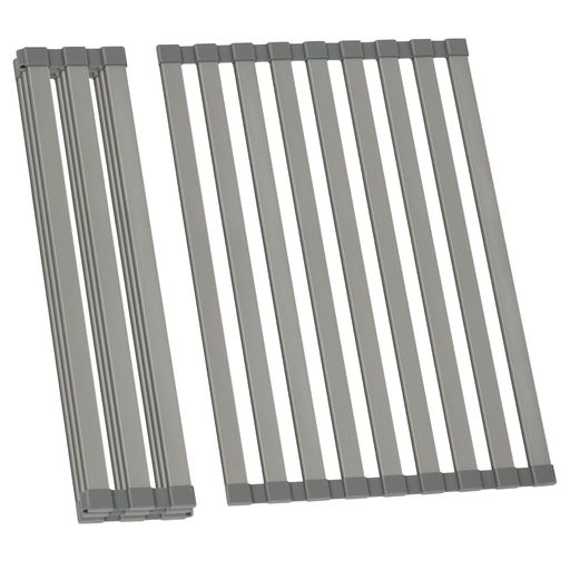 YHANEC【コンパクト収納】水切りラックアルミ製水切りラックシンク上折りたたみサイズ調節可食器ラックコンパクト軽量省スペースシリコン水切りマットキッチン用品食器乾燥ラック耐荷…(3.0)