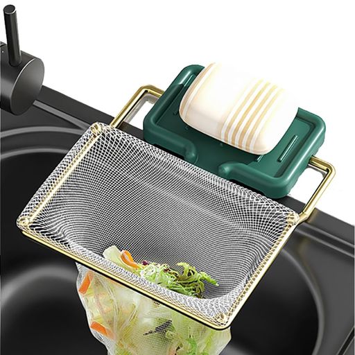 Bageson三角コーナーいらず水切りネットホルダーラックシンクコーナー生ゴミ処理キッチン台所水切りネット50枚付き(グリーン)(3.0)