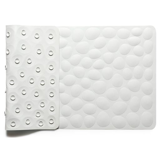 IRETIONお風呂すべり止めマット浴槽40x80cmストーン柄天然ゴム製お風呂マット介護転倒防止吸盤付き柔らかい(ホワイト)